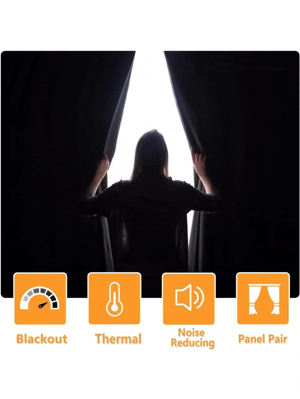 Set Of 2 Grommet Blackout Insulated Curtains 70x84 Sewn w/Tiebacks~Burnt Ochre